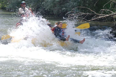 Girl raft wave blowup