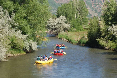 Rafts floating flatwater